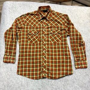 Vtg Big Yank Mens Large Pearl Snap Shirt Plaid New Frontiers Western Rodeo L/S